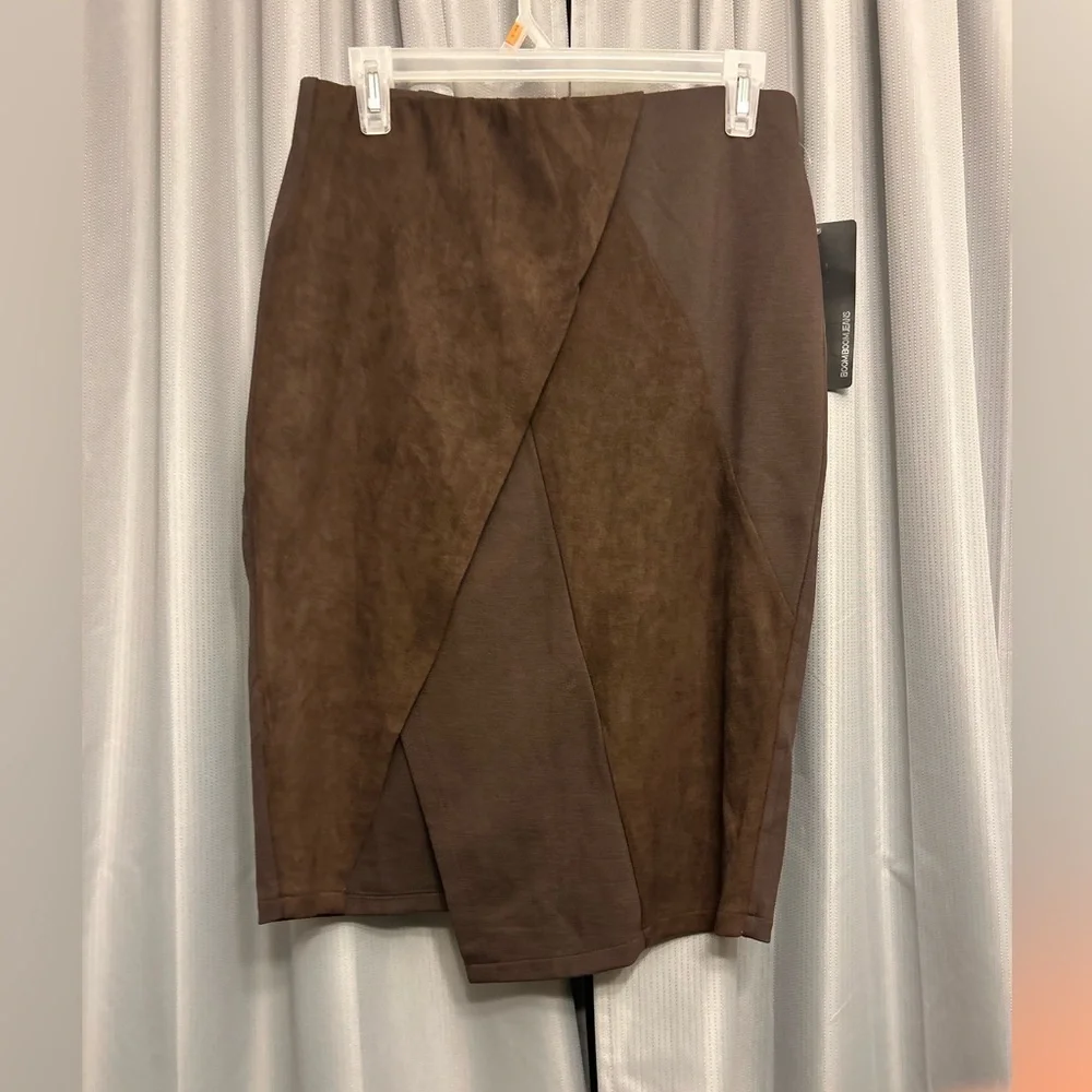 Boom Boom faux suede like Pencil Skirt split small brown warehouse buyout